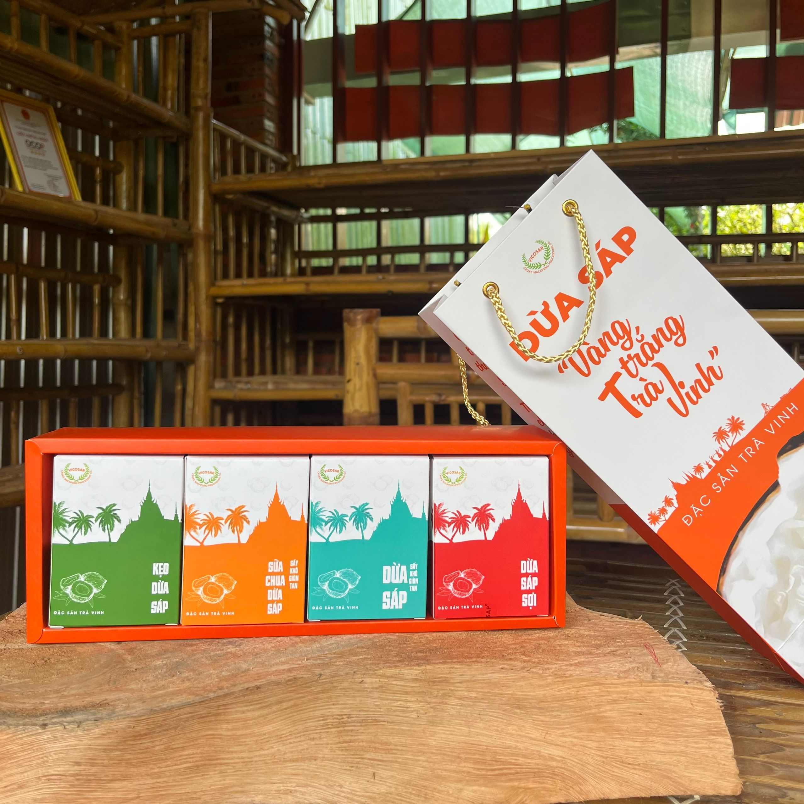 HỘP QUÀ “VÀNG TRẮNG TRÀ VINH”  VICOSAP - TẾT 2024 THÊM SẮC MÀU