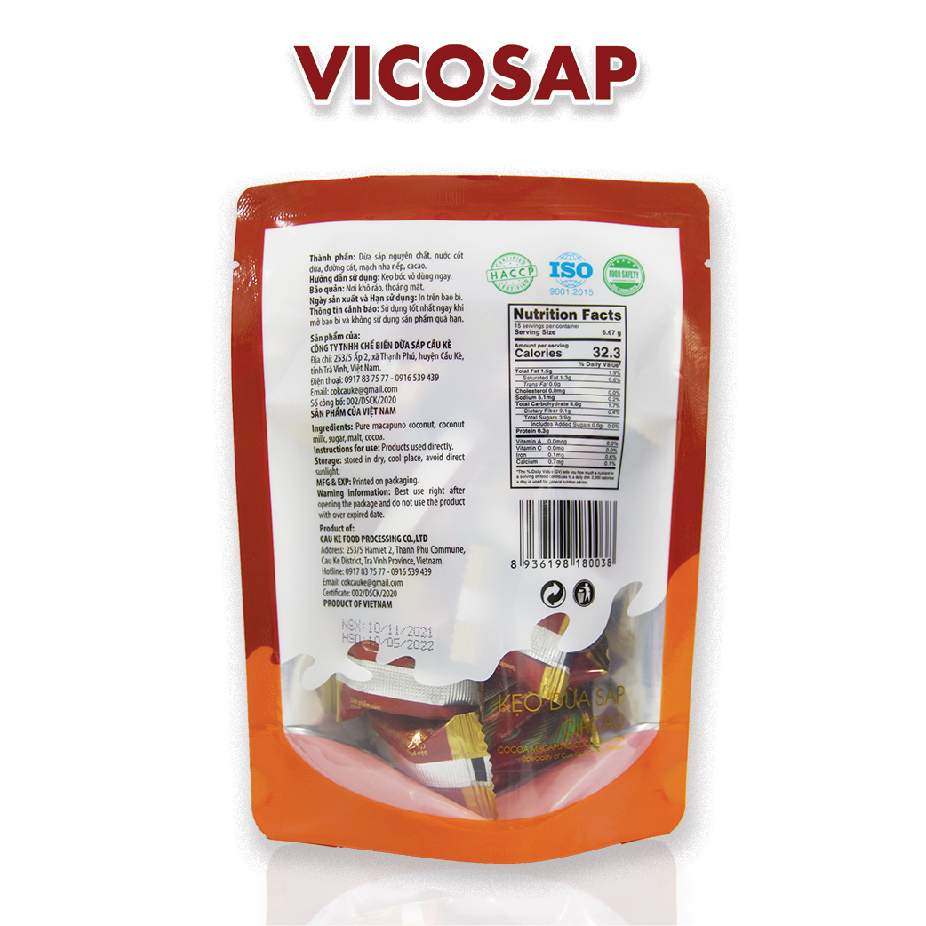 Kẹo Dừa Sáp Vicosap Vị Cacao