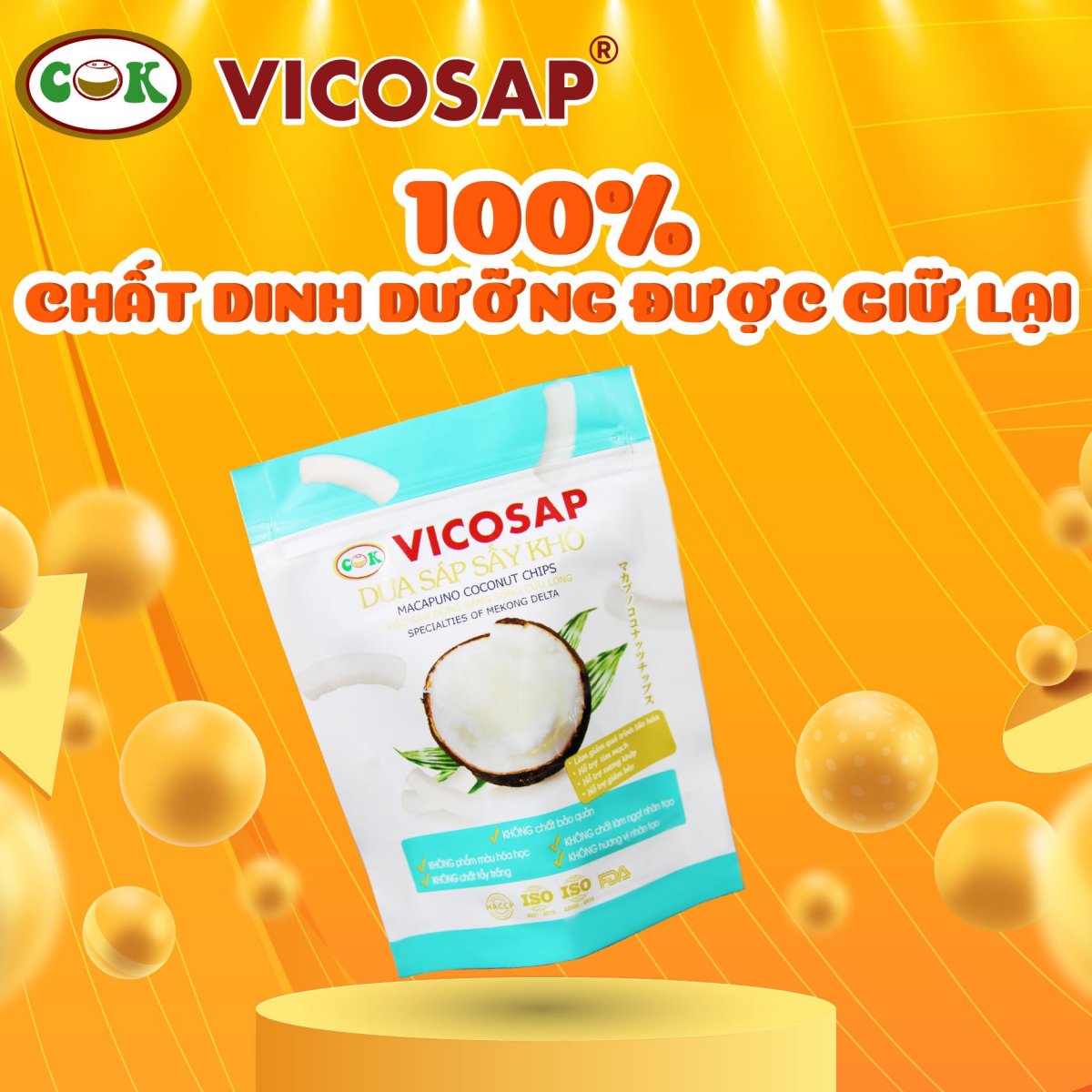 Dừa Sáp Sấy Giòn Tan Vicosap - 25G