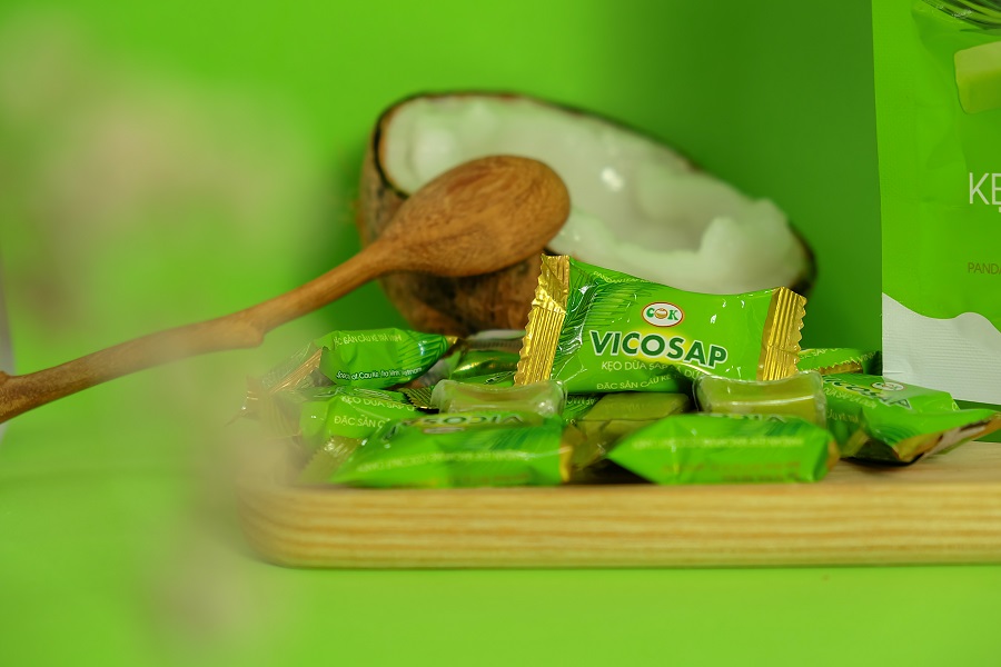 Kẹo dừa sáp Vicosap (vị lá dứa) 100g