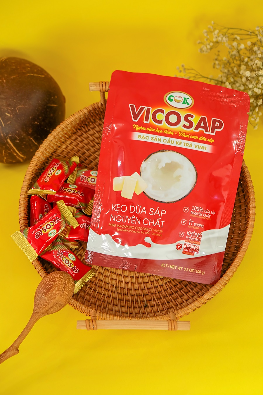 Kẹo dừa sáp Vicosap (vị nguyên chất) 100g