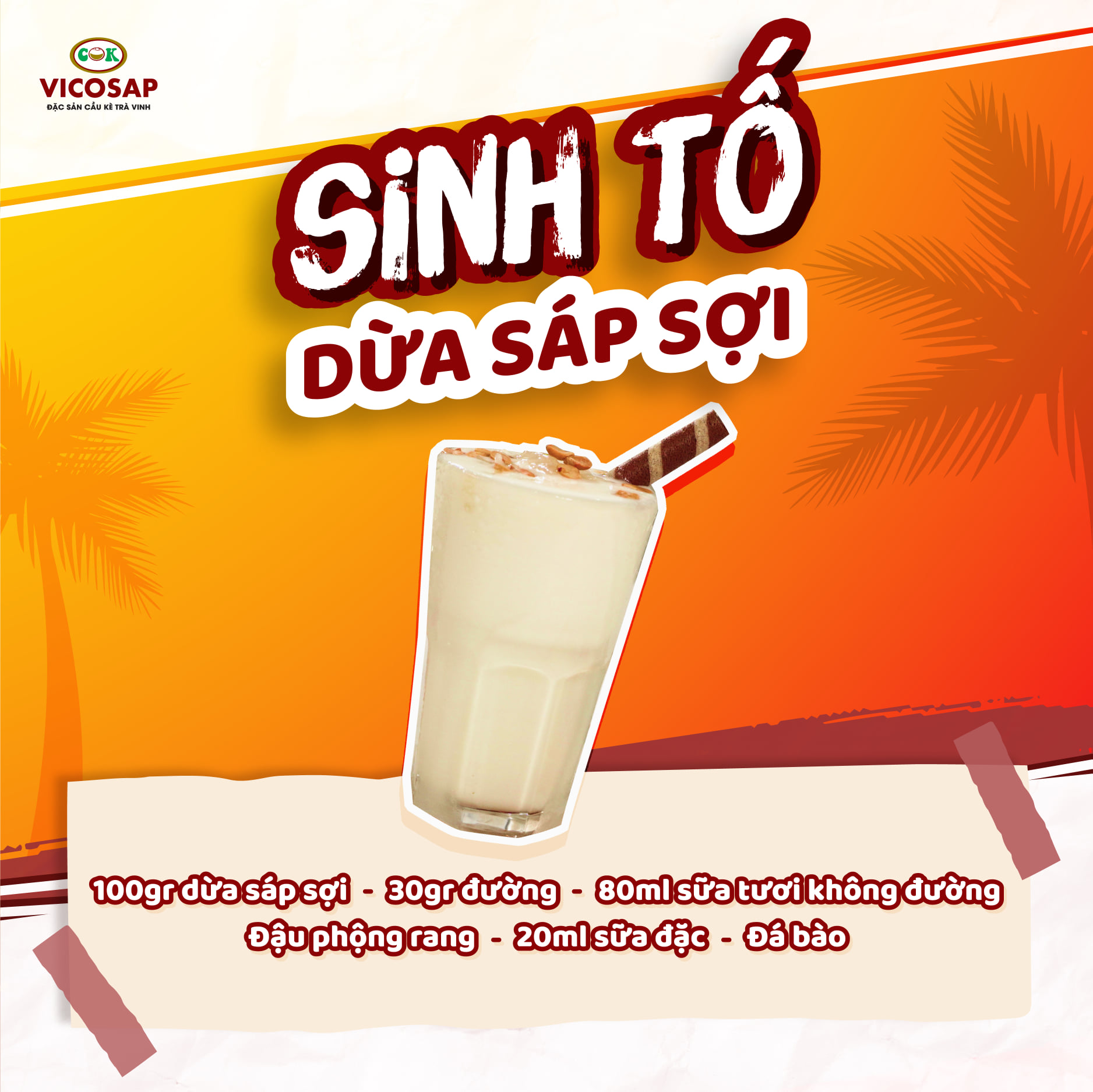 [OCOP 5 SAO] Dừa sáp sợi Vicosap 400ml